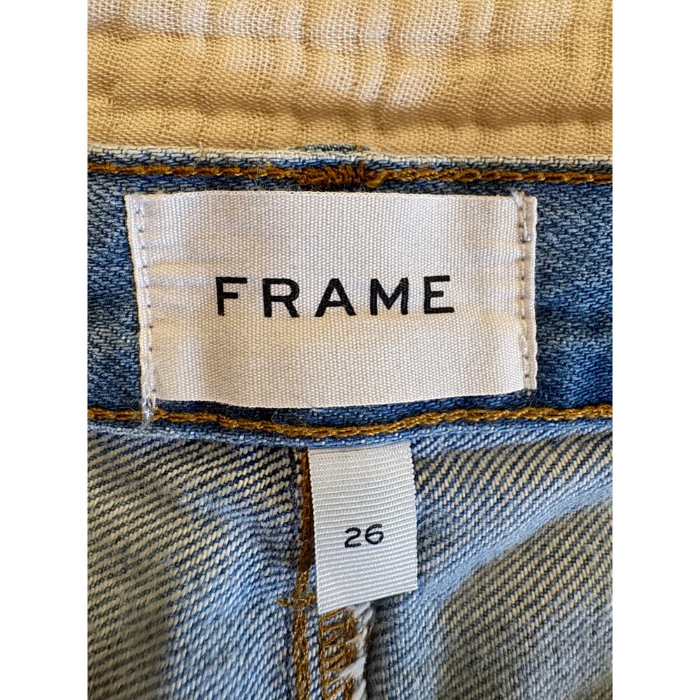 Frame Le High 'N' Tight Distressed Denim Mini Skirt Legacy Baines Size 26 - Picture 5 of 9